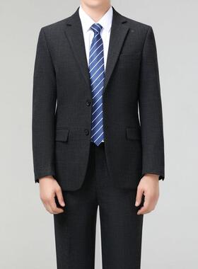 2321男厚款西服套装中年商务毛休闲职业正装高羊料西装级新郎结婚