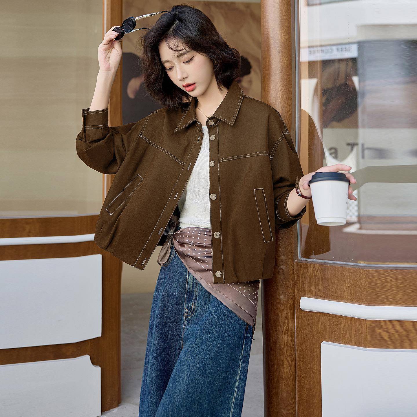 202５秋季约新款简MJ2535-0工装风百搭时尚设计感M短外套衣女夹克