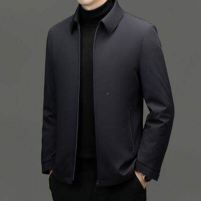 男士8658-C年冬季加厚可拆鹅绒内胆外中老年爸冬中装爸套轻薄翻领