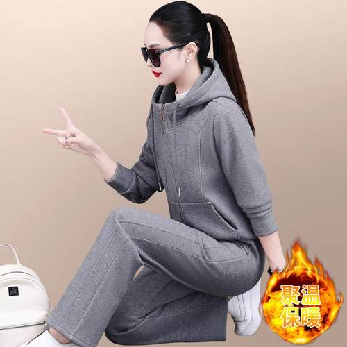 运84623776动0套装女秋厚冬22尚4新款加连帽卫衣时洋气妈妈休闲跑