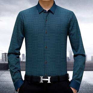 B02秋季 中青年男士 新款 衬衫 山羊宽松免烫格子 商闲务3休长袖 2802