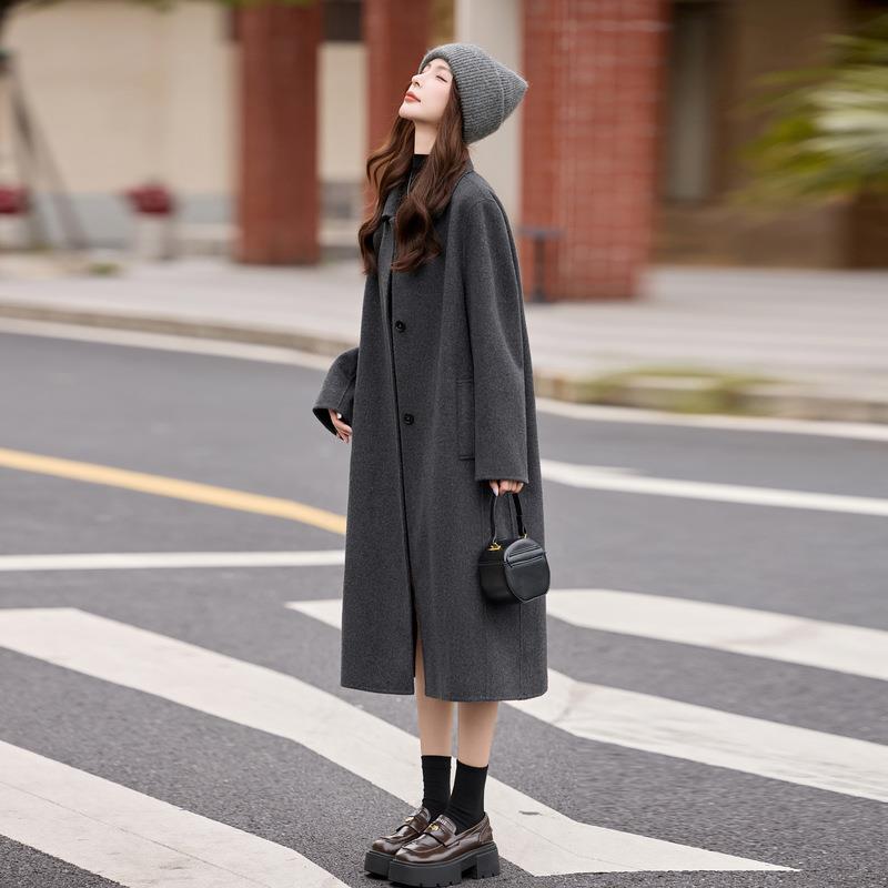 钱风ZAIO8525双面呢大衣女级冬季长2025年新款中款宽老松气质高感