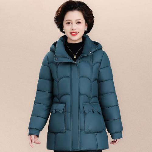 中老84259411年外冬装羽洋绒棉女中长款气大码加厚服套50岁妈妈宽