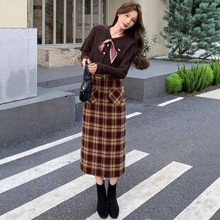 时尚休闲2套装025秋冬季新款女装针织衫0半+披肩+裙三件套裙CCB90