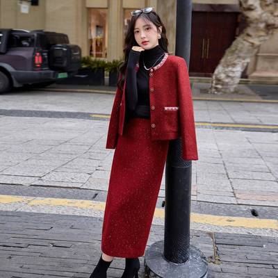 红色香风套装敬娘酒服ZYA8671J千高级感过年外套新结婚冬季小订婚