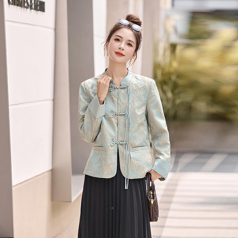 2025秋季新女装中式国风精LX2532-0致流苏盘扣立时领长袖新款尚外