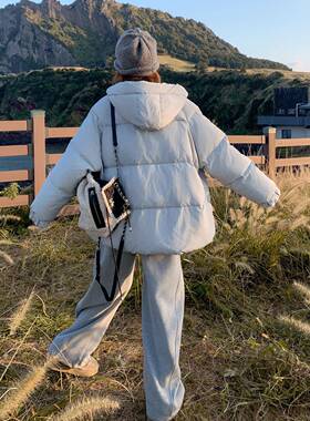 蓝灰色款甜美外减龄学短院风白鸭绒羽绒服女冬新小个B171-XW3子加