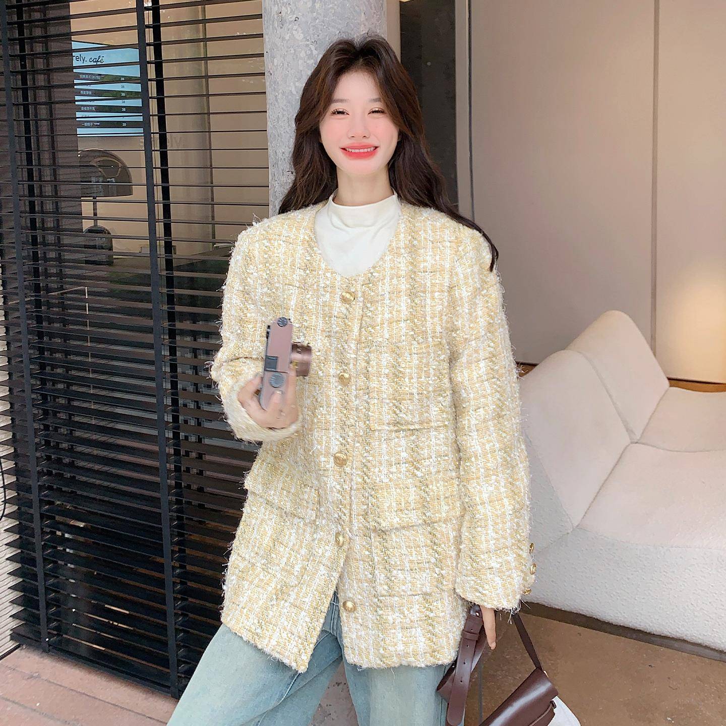 法名媛轻小香风外套女冬式2025新韩版气款质羽绒内胆粗C260-D08花