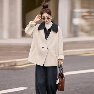 10套拉链假两 宽松羊毛子外C3601 2025新呢双面羊大衣女中C款 长款