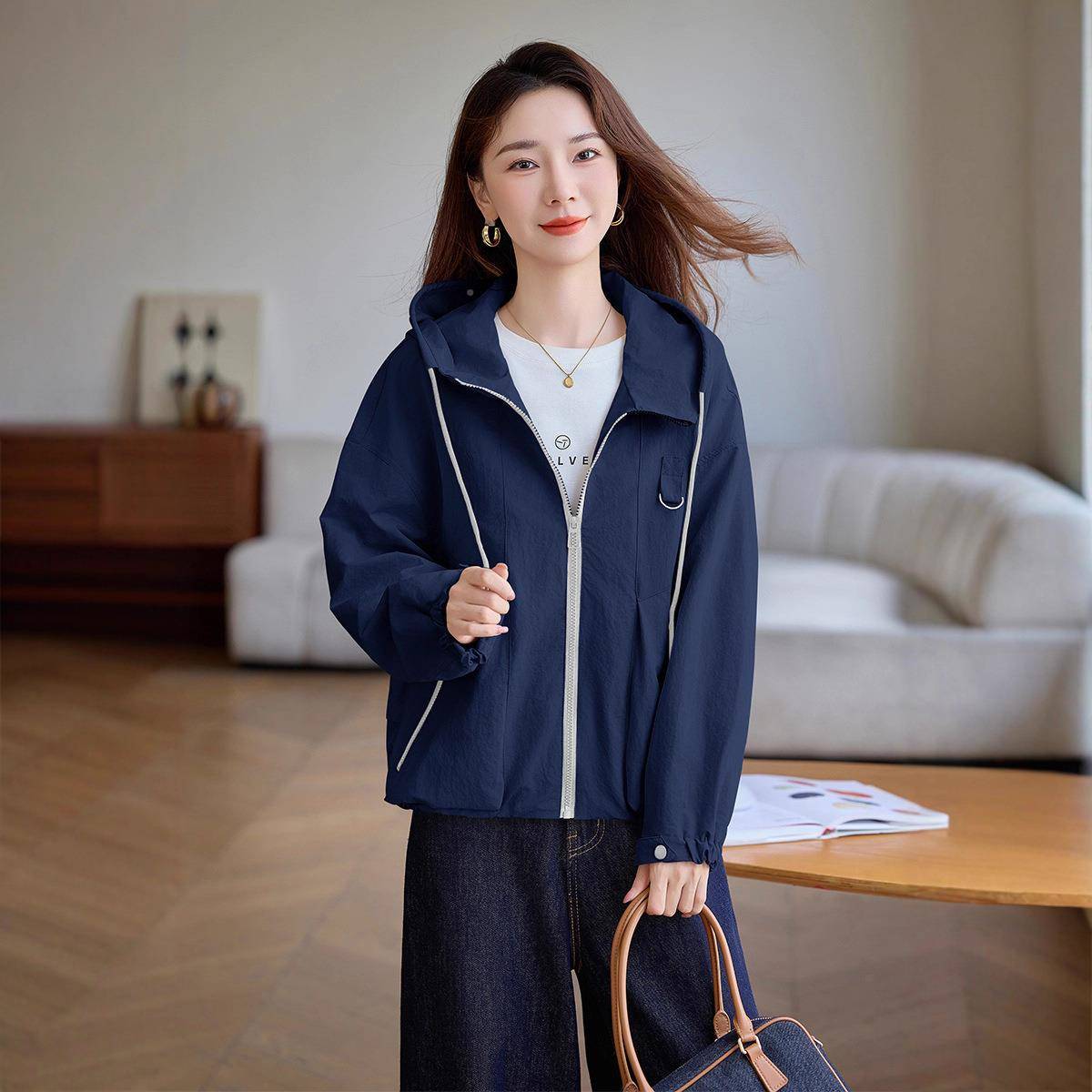 2小025新款秋季个子版宽松休闲时尚洋气百搭夹O克外套韩女OU6906-