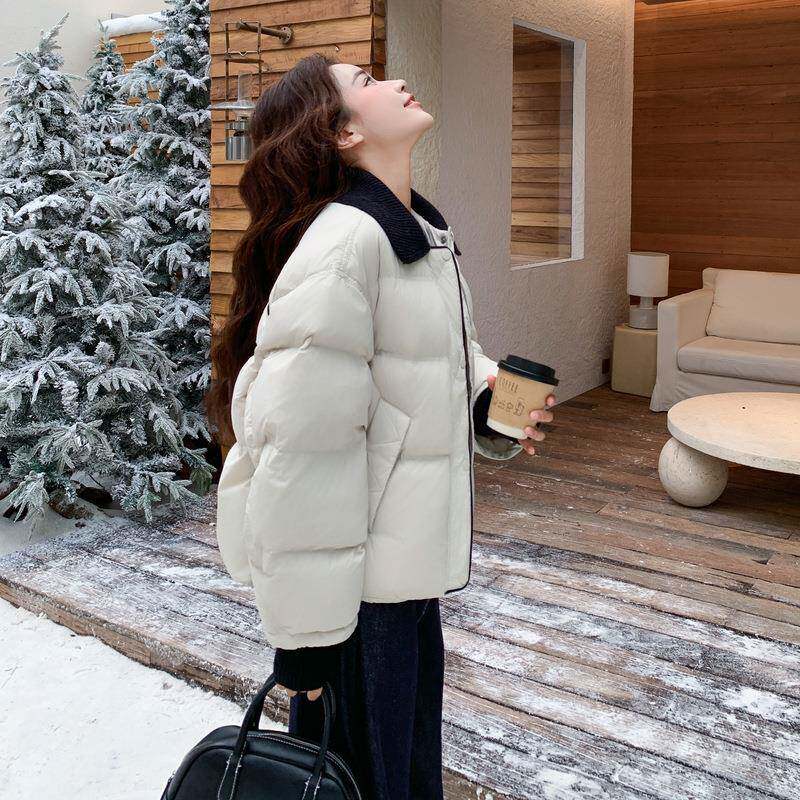 色翻短款羽绒季服女冬2撞025新款巨好D013-263看小个子保暖领90白