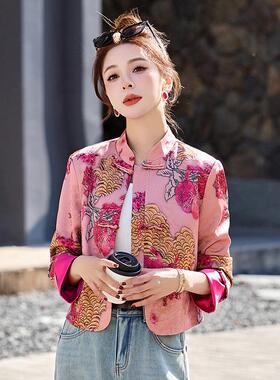 新2品ZQ2501女装2052气春季新款女新中式国风印花盘扣复古质外套Z