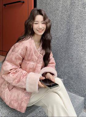 新中国风粉色羽绒服女2d045-98202款5式冬季新款古小个子超好看的