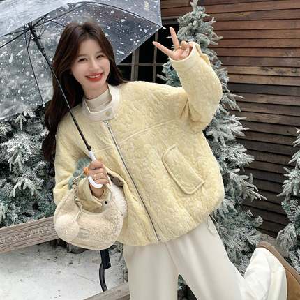 黄色fuu棉棉服女短款2025奶f冬季新款韩版休b189-881闲减龄小衣个