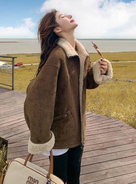 两面穿羊羔毛外套女2025c冬新款仿c皮毛一b257-585体韩系hi氛围感