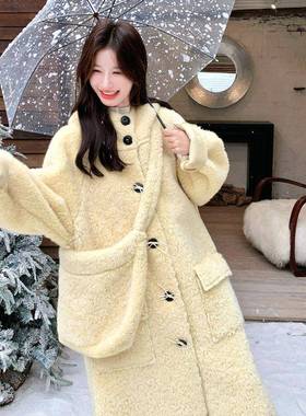 黄色羊羔毛套女冬季25新款温柔风甜酷气外质仿2皮毛0D018-F84一体