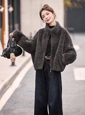 2025秋季新款装女高级感冬时尚简E约百搭保暖毛毛大HE5525-1衣外