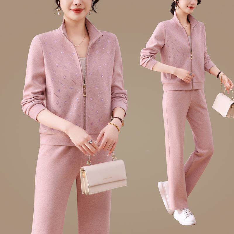 225秋季成年女性0运动长袖春POO领休闲套装L透气舒适运96848552动