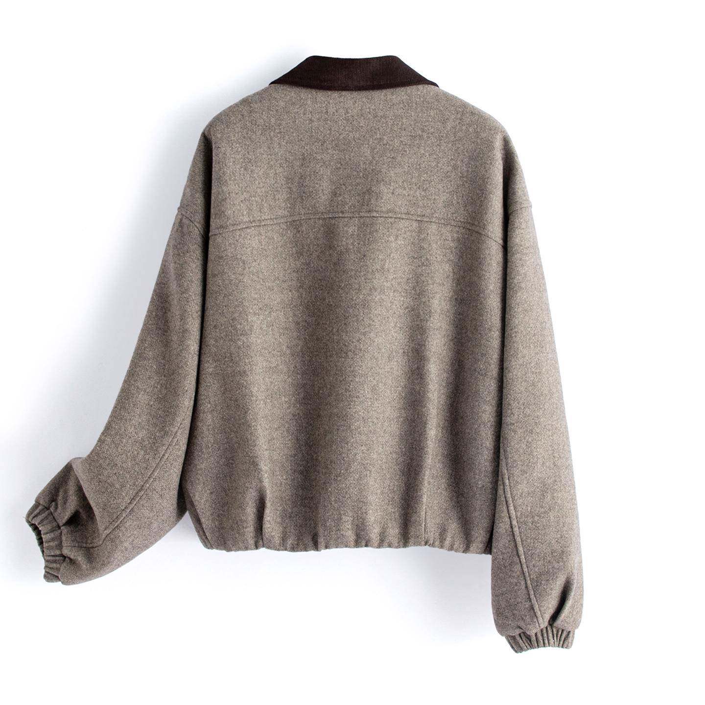 系松2025年冬季新ZSHUI290款今年流行羽的拼接翻韩领宽木耳边绒棉