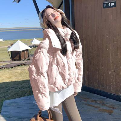 慵懒风短款羽绒服女2025松年冬季连新款韩ZQI58083系帽宽小个子面