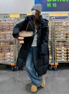 D009-Y09黑色新今流行90年白鸭绒羽绒服女2025冬款韩宽松休版闲面