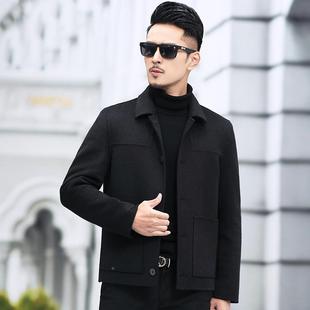 双面羊2188 短款 PP绒外套扣子羊毛呢子大衣 翻领呢 中 双男士 冬季