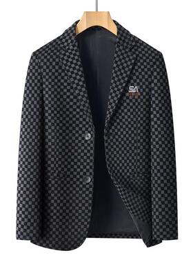 025秋季男士粒2西装休闲高档大扣码单西修身男商务两66301-PP格子