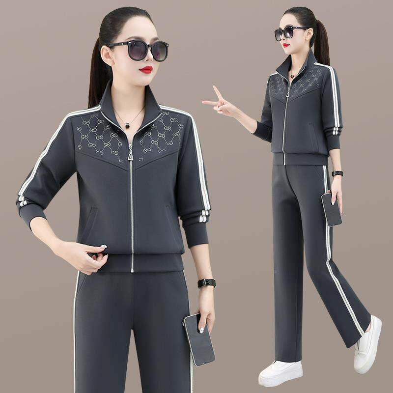 格子闲动套装运女春时尚减龄开衫卫秋衣2025年新款妈妈装两件9659