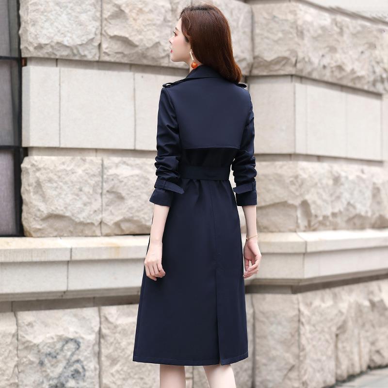 风衣女排202秋5装新款流ZHANG930行纯春秋季长款过膝收腰色双扣英