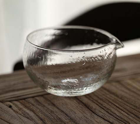 耐热玻璃手工锤目纹公杯大号茶洗
