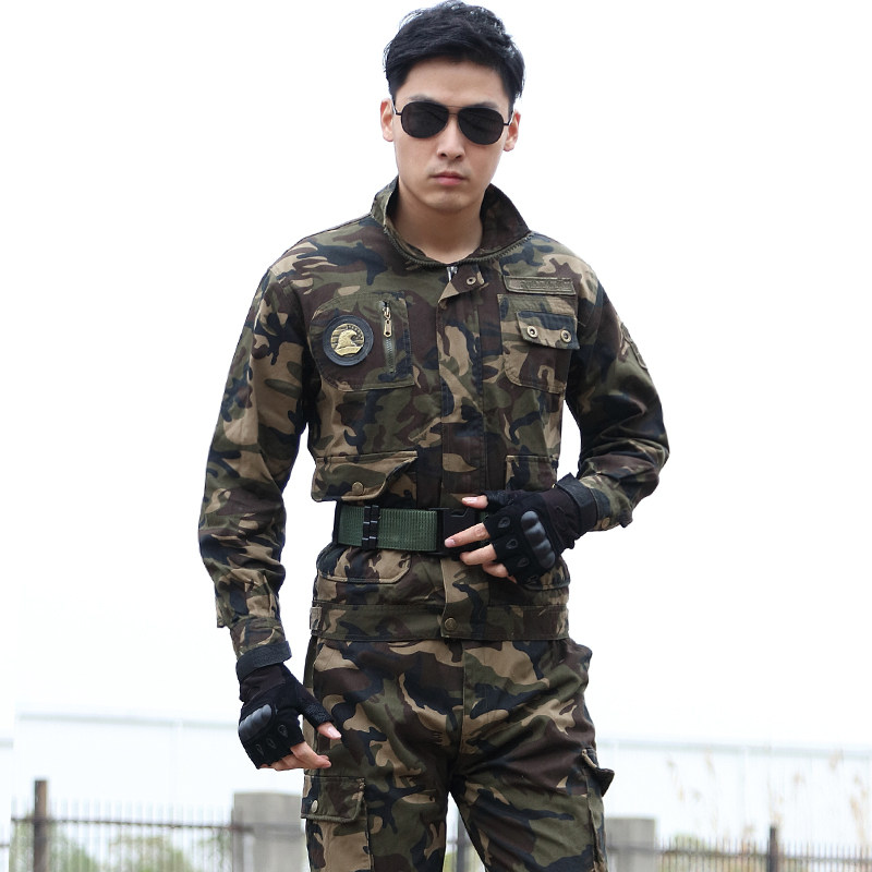 正品新式纯棉迷彩服套装男春秋特种兵训练军装耐磨加厚长袖工作服