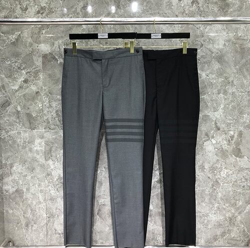 男春秋潮牌免烫黑四杠西裤