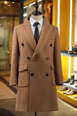 冬季羊毛呢男士中长款大衣