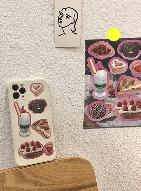 90s GIRL原创 甜品草莓蛋糕 ins美式手账笔记本质感贴纸防水