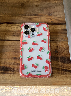 售完不补/原创小樱桃红色imd二合一边框手机壳双层适用于苹果15