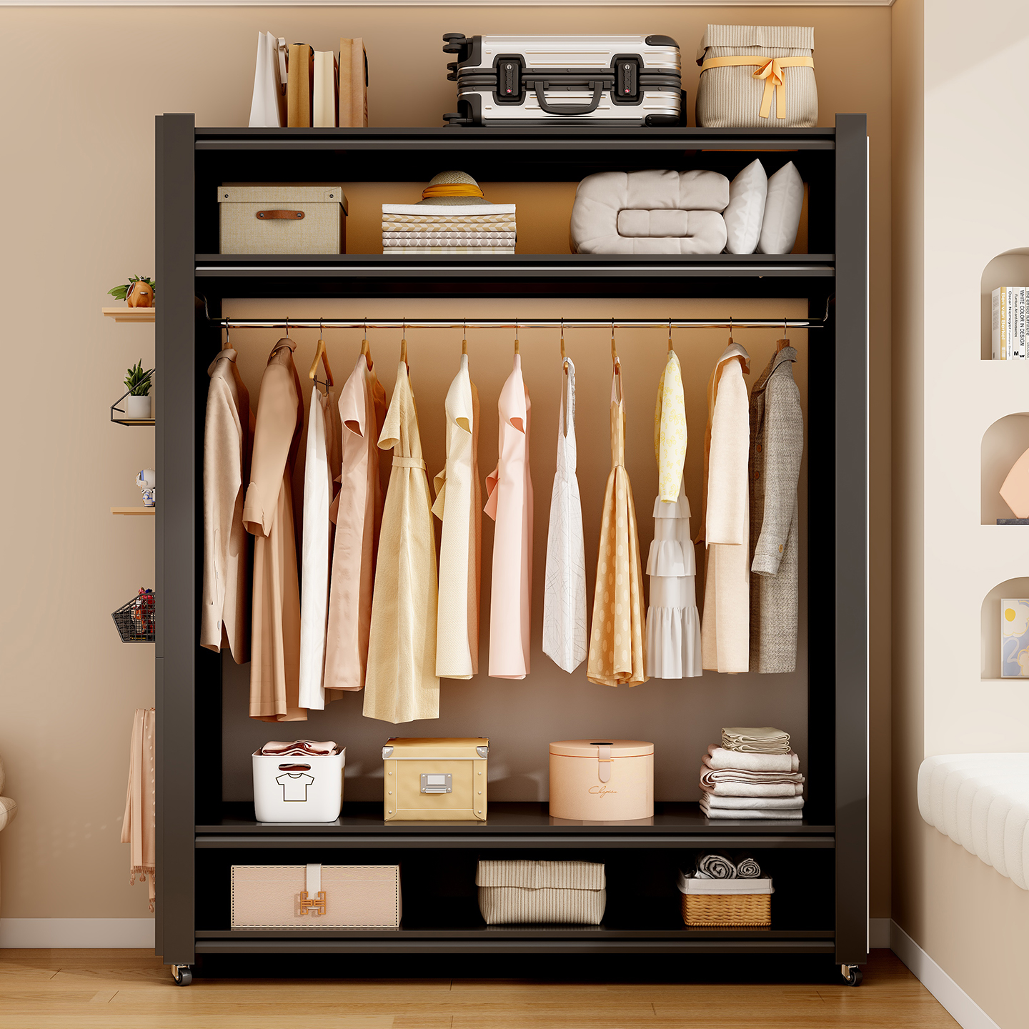 现代简约经济型货架式金属衣柜