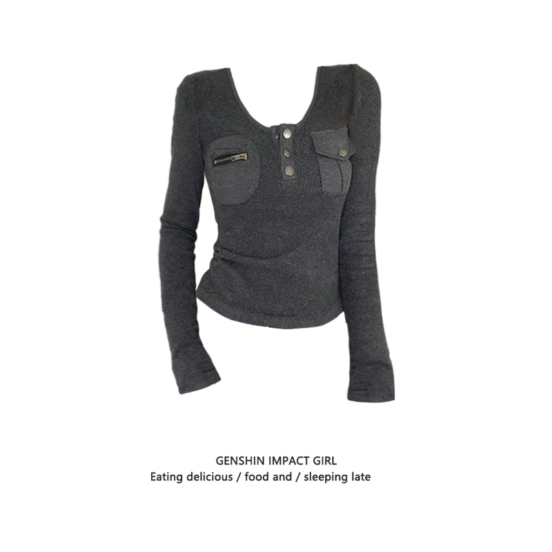 小众口袋设计感内搭打底衫女