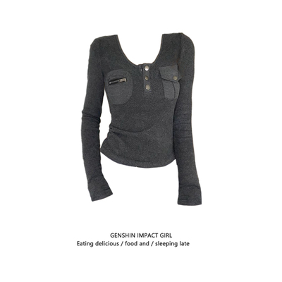 小众口袋设计感内搭打底衫女