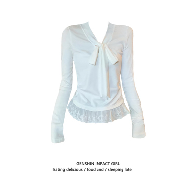 内搭秋季新款蕾丝拼接长袖上衣女