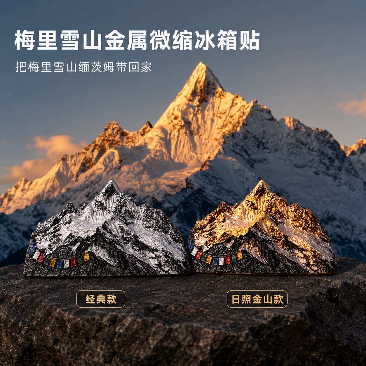 云南梅里雪山缅茨姆金属微缩冰箱贴文创旅游纪念品伴手礼