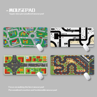 Town Busy Deskmat 城镇街道赛车公交车鼠标垫超大防水加厚 繁忙