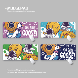 卡通太空宇航员鸭子鼠标垫超大防水丝滑电竞 Silly Goose Deskmat