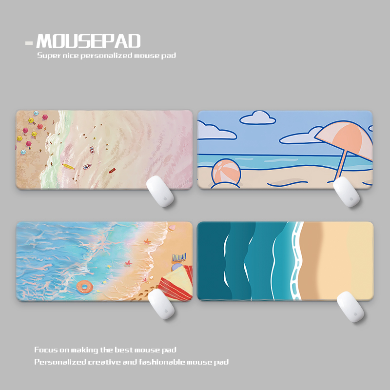 假日沙滩海滩主题鼠标垫超大滨海丝滑防水加厚 Beach Day deskmat
