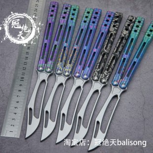 未开刃 钛合金一体式 THEONE逆戟鲸虎鲸蝴蝶刀 冠绝天balisong