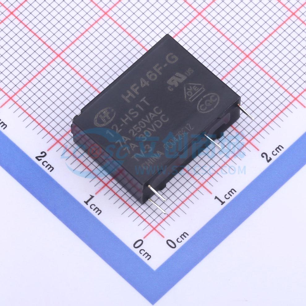 功率继电器 HF46F-G/12-HS1T 插件,7x20.5mm 4 12V 电子元器件