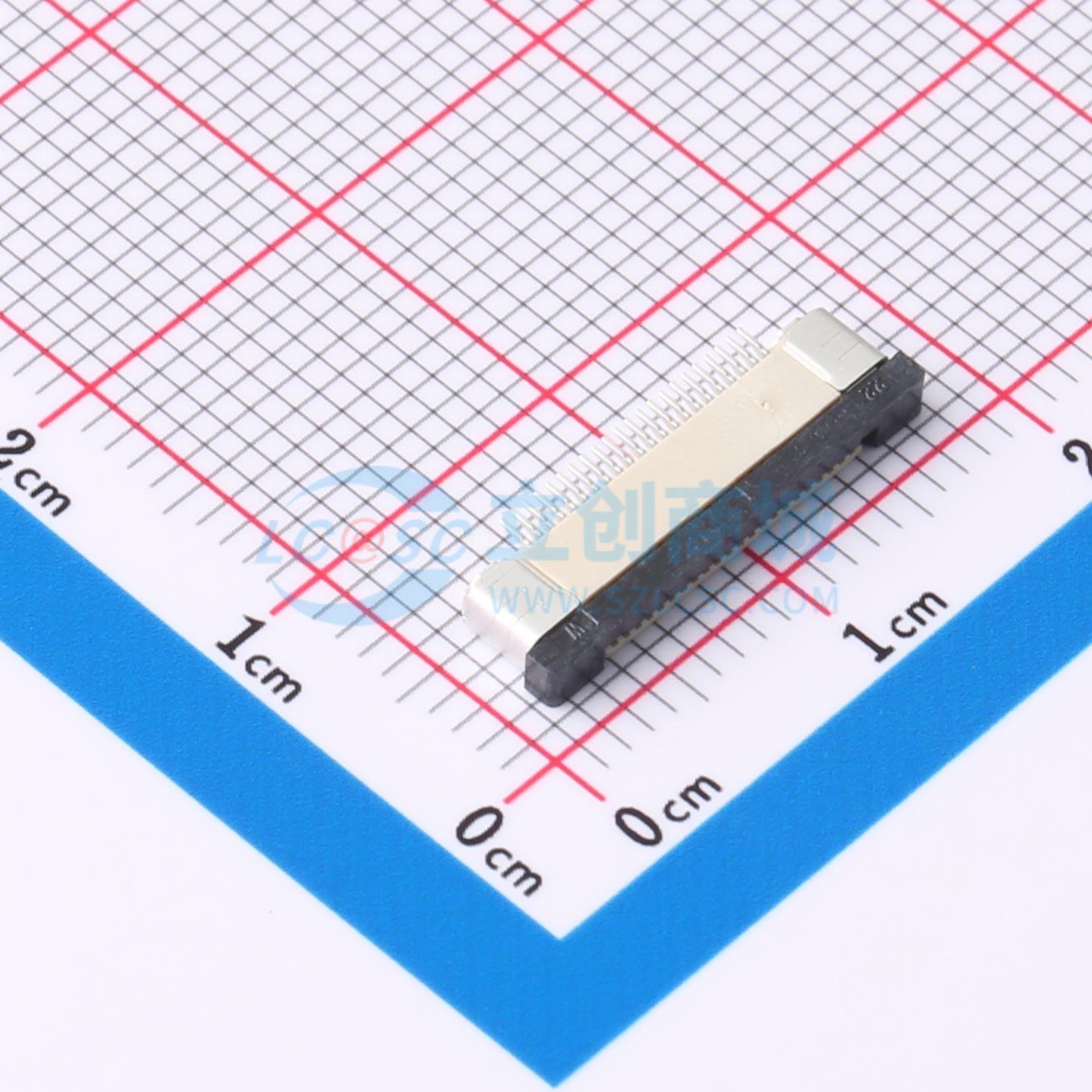 连接器 ZX-0.5FPC-2H-CTSX22P SMD,P=0.5mm,卧贴 抽屉式 22P 上接