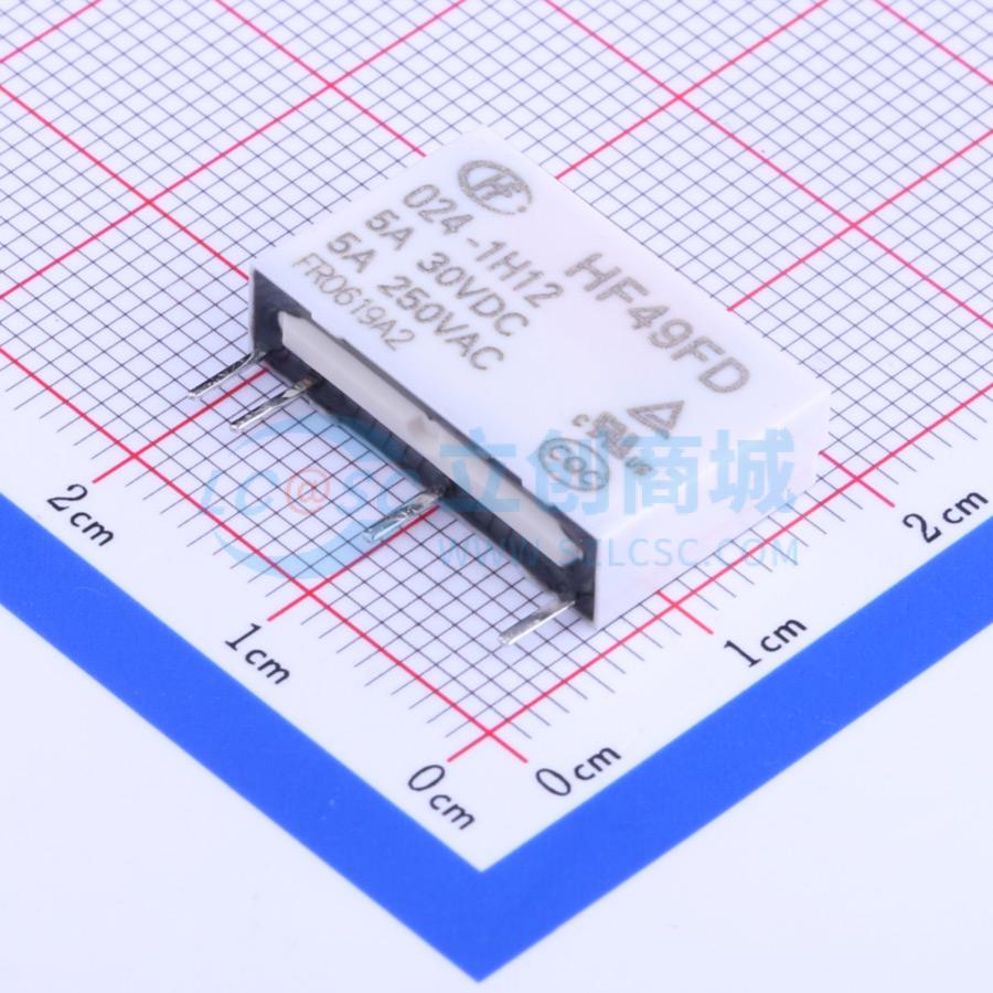 功率继电器 HF49FD/024-1H12 SIP,5x20mm 4 24V 电子元器件配单