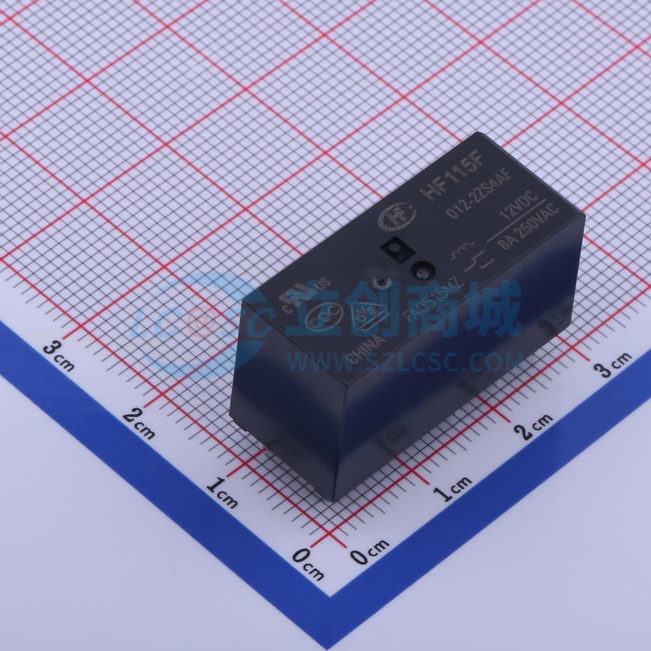 功率继电器 HF115F/012-2ZS4AF DIP,12.7x29mm 8 12V 电子元器件