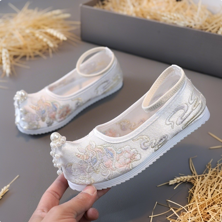 春秋女童汉服鞋子古风唐装绣花鞋