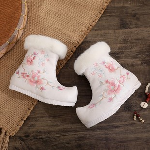 秋冬棉靴老北京布鞋女士民族风加绒加厚短靴复古雪地靴子搭配汉服